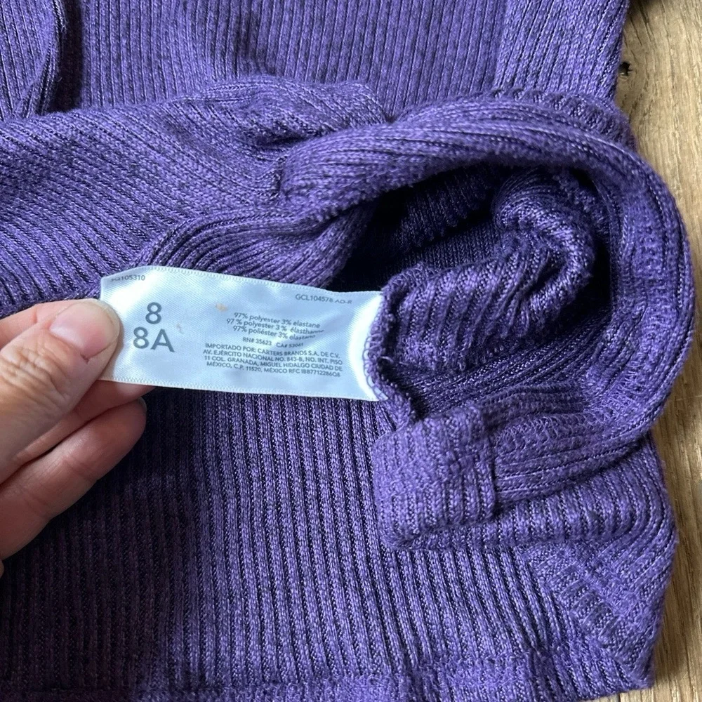 Carter's Girls Set Top Size 8 Deep Purple Twisted Knot Ribbed Knit‎ Casual Chic